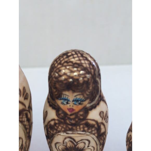 Rare Russian Nesting Dolls, Gold , Wooden, Lady Face - Picture 6 of 9